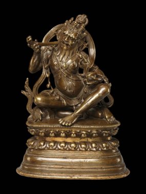 17. yüzyıl Tibet 'inde Brahmarupa Mahakala' nın öfkeli tanrıyı ayrıntılı olarak ilahi bir koruyucu olarak tasvir eden bir tablosu..