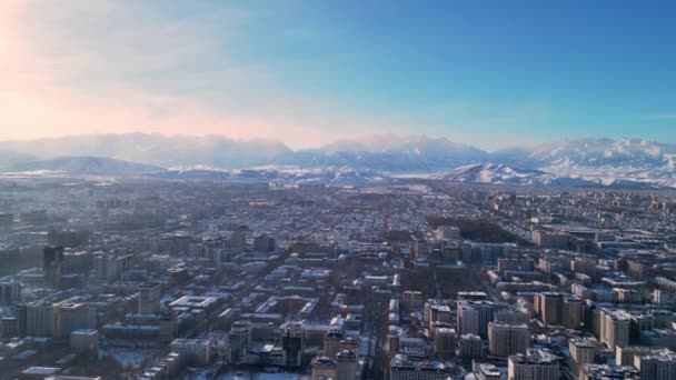 Bisjkek Kirgizië Januari 2023 Luchtfoto Van Bisjkek Stad Ala Too — Stockvideo