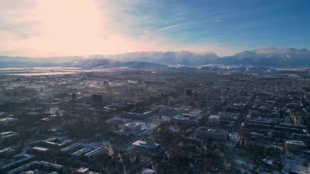 Bishkek Kyrgyzstan January 2023 Aerial View Bishkek Citys Ala Too — Stock Video