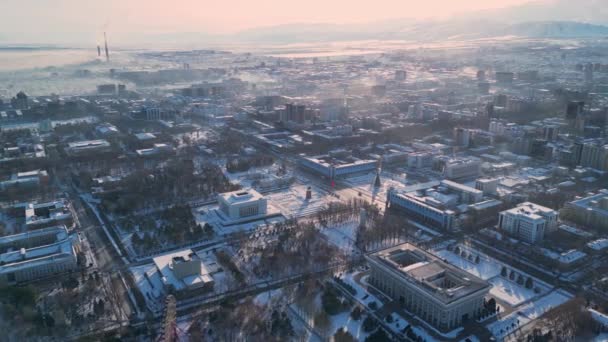 Bishkek Kyrgyzstan January 2023 Aerial View Bishkek Citys Ala Too — Stock Video