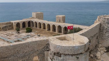 Maidens Castle Kiz Kalesi Drone Fotoğrafı, Erdemli Mersin, Türkiye. Yüksek kalite fotoğraf