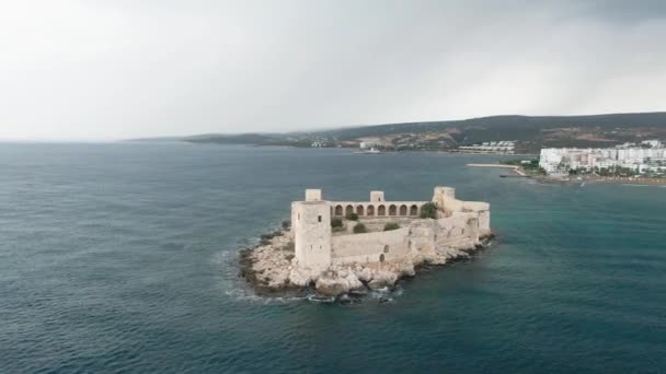 Istana Maiden Pemandangan Dari Drone Mersin Turki Silifke Erdemli Kizkalesi — Stok Video