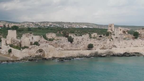 Castelul Maiden Vedere Dronă Mersin Turcia Silifke Erdemli Kizkalesi Imagini — Videoclip de stoc