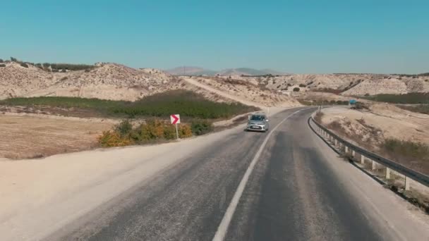 Uma Estrada Turquia Birds Eye View Road Car Driving Road — Vídeo de Stock