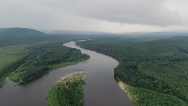 Lanskap Dengan Sungai Fast Mountain River Neman Pemandangan Dari Atas — Stok Video