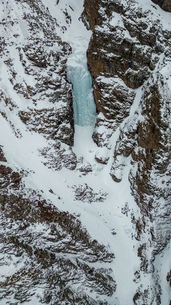 Cascada Congelada Kirguistán Shamsi Gorgefoto Alta Calidad — Foto de Stock
