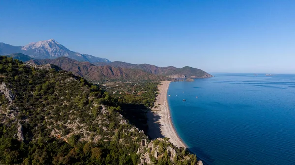 Vista Olympos Playa Chiraly Mar Mediterráneo Soleado Día Verano Pavo — Foto de Stock