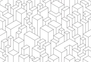 Kusursuz tasarım soyut şehir çizimi. 3D çizim doğrusal mimari modern soyut arkaplan. 