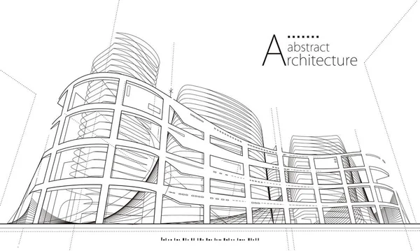 Abstrakcyjny Rysunek Nowoczesnej Linii Krajobrazu Miejskiego Kreatywna Architektura — Wektor stockowy