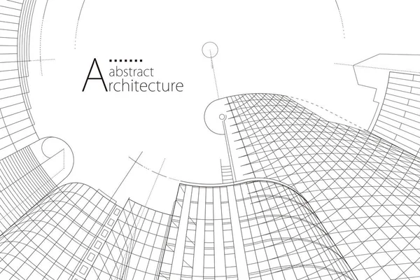 Illustration Abstrakte Moderne Städtische Linienzeichnung Fantasievolle Architektur Baukonstruktion Perspektivdesign — Stockvektor