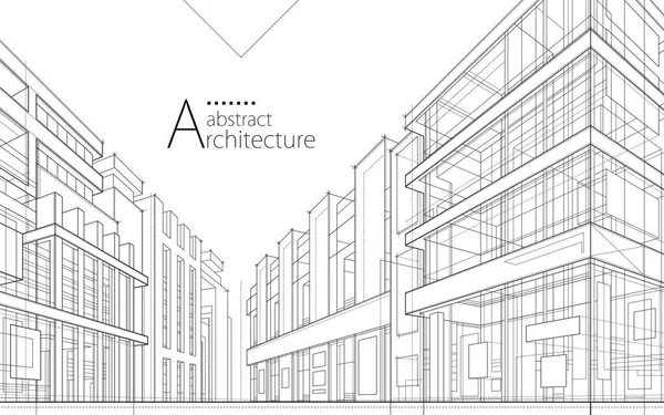 Иллюстрация Абстрактный Современный Градостроительный Рисунок Архитектурный Дизайн — стоковый вектор
