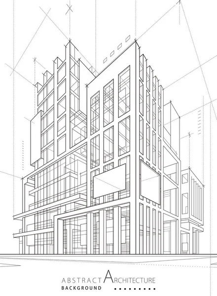 Illustration Dessin Urbain Moderne Abstrait Architecture Imaginative Construction Bâtiments Conception — Image vectorielle