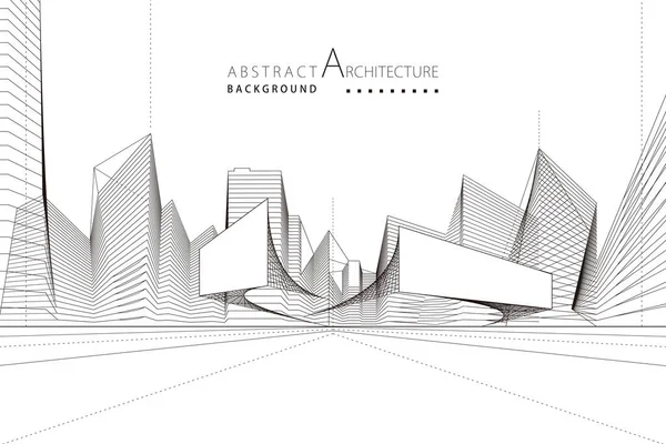 Ілюстрація Абстрактна Сучасна Міська Будівля Контурний Чорно Білий Малюнок Уяви — стоковий вектор