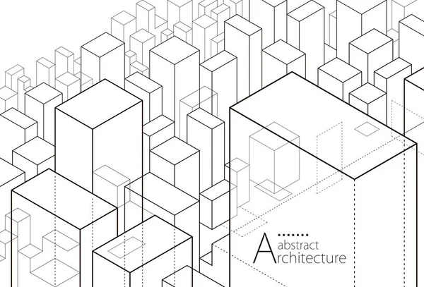 Ilustrace Abstraktního Architektonického Návrhu Perspektivy Stavby Výkres Pozadí Moderní Městské — Stockový vektor