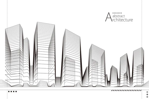 Ilustrace Abstraktní Kresba Moderní Městské Krajinné Linie Imaginativní Architektura Stavební Royalty Free Stock Ilustrace