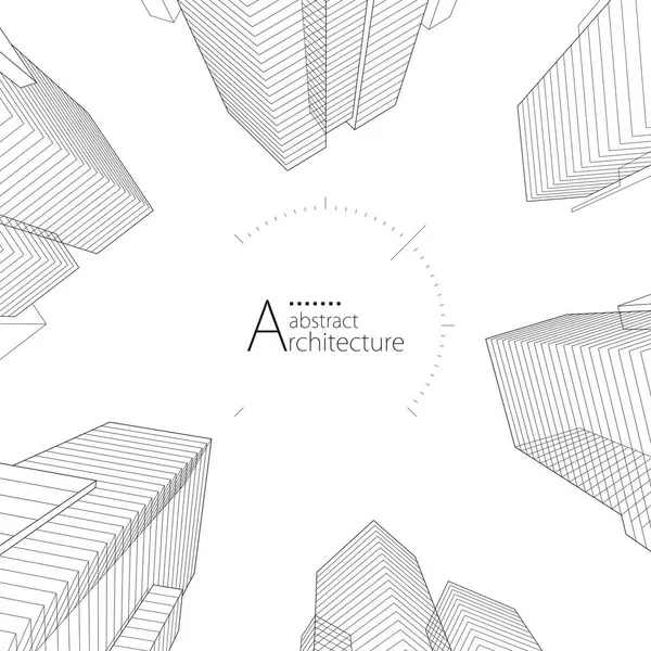 Ilustracja Zarys Rysunków Abstrakcyjnych Nowoczesnych Budynków Miejskich Architektury Wektor Stockowy