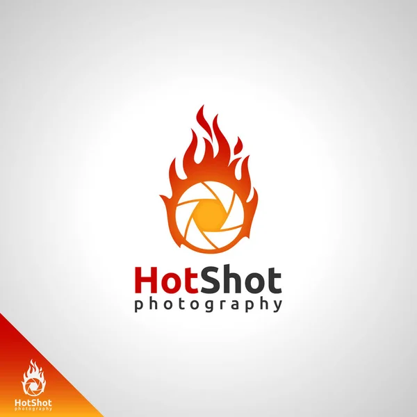 Camera Logo Hot Shot Photography — Stock Vector