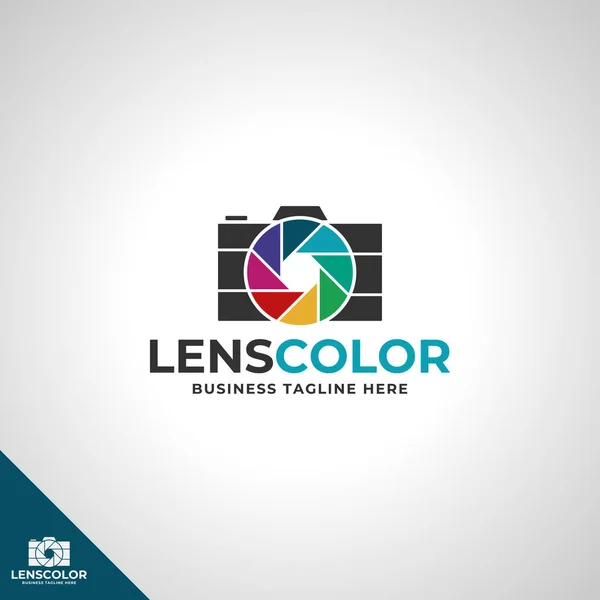 Camera Logo Lens Color Photography — Stock Vector