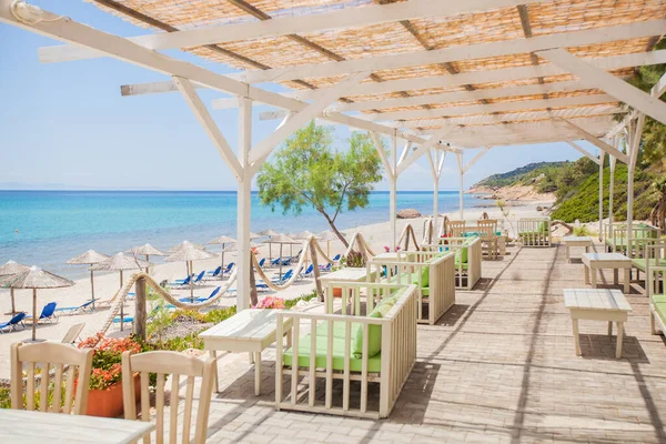 Rıhtım Restoranı Sahil Manzaralı Yaz Denizi Burnu Mükemmel Bir Kartpostal — Stok fotoğraf