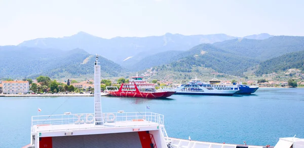 Picturesque View Passenger Ferry Cruising Aegean Coast Taking Tourists Summer — Stock Photo, Image