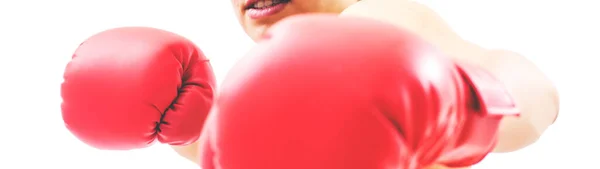 Fitness Slim Mujer Deportiva Lista Para Pelear Con Guantes Boxeo — Foto de Stock