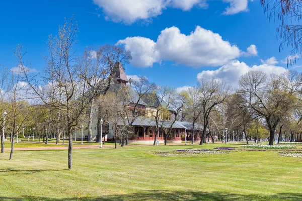 宫殿矗立在一个绿树成荫的公园里 它那复古的新艺术风格屹立在宁静的帕利奇湖景和自然公园之中 塞尔维亚 — 图库照片