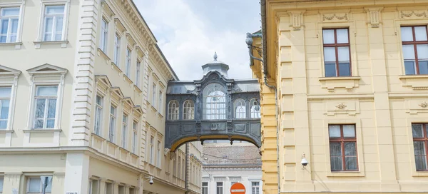Ayuntamiento Szeged Hungría Hermoso Edificio Arquitectónico Con Emblemático Puente Suspiros Imagen de stock