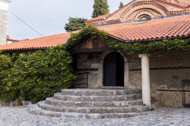 Church of St. Mary Peribleptos, a masterpiece of Byzantine architecture located in Ohrid, North Macedonia. clipart