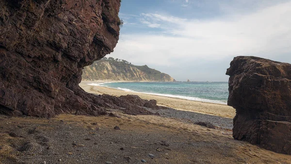 Widok Plażę Vallina Cudillero Asturias Hiszpania — Zdjęcie stockowe