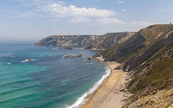Vista Aérea Praia Vallina Astúrias Espanha — Fotografia de Stock