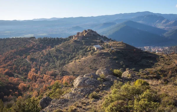 Katalonya Daki Claverol Köyünün Hava Görüntüsü — Stok fotoğraf