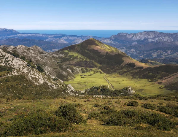 Picos Europa Ulusal Parkı Ndaki Güzel Manzara Arka Planda Okyanus — Stok fotoğraf