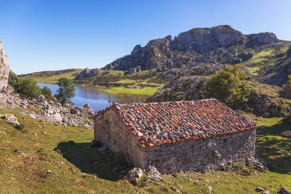 Eine Atemberaubende Landschaft Des Covadonga Nationalparks Asturien Spanien Klarer Himmel — Stockfoto