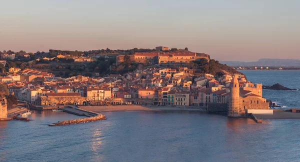 Erstes Sonnenlicht Morgen Collioure Frankreich — Stockfoto