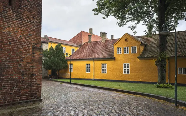 Historiska Hus Roskildes Centrum Danmark — Stockfoto