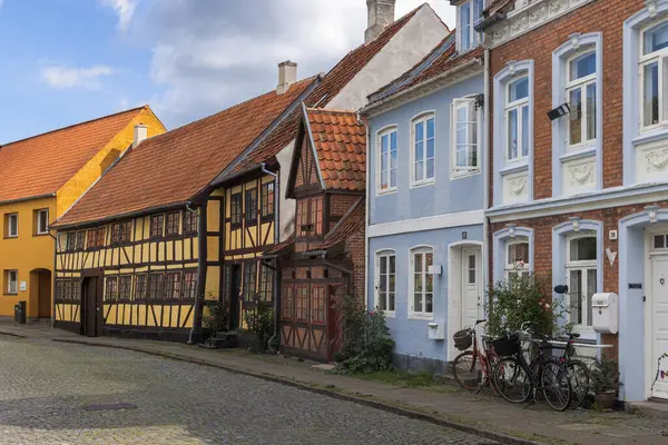 Staré Dřevěné Domy Skippergade Nyborg Dánsko — Stock fotografie