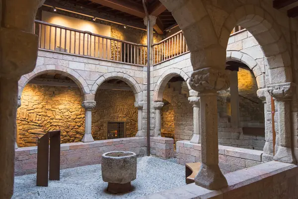 Abbatial Palace Cloister Sant Joan Les Abadesses Ripolles Καταλονία Εικόνα Αρχείου