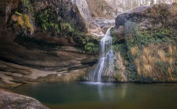 Cachoeira Linda Campdevanol Inverno Catalunha Imagens Royalty-Free