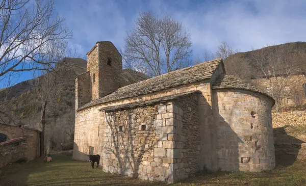 Sant Marti Ogassa Romanesque Church Catalonia 免版税图库照片