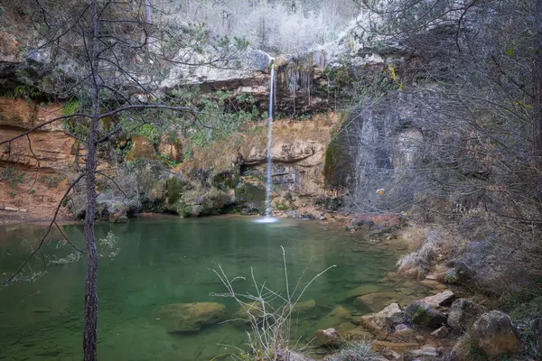 Cachoeira Linda Campdevanol Inverno Catalunha Fotografia De Stock