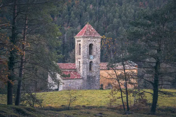 Szent Llorenc Campdevanol Román Stílusú Temploma Katalónia Stock Fotó