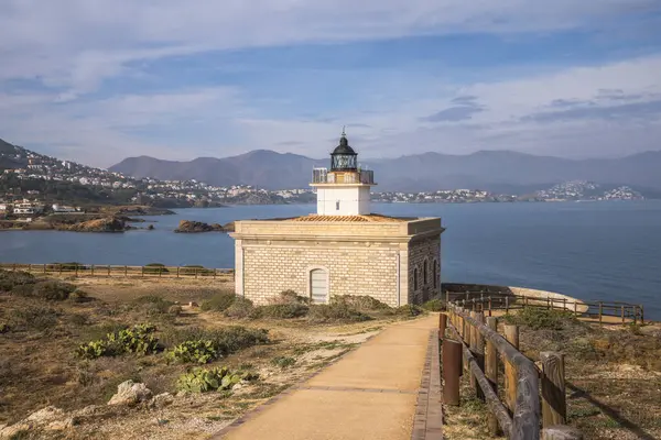 Arenella Lighthouse Στο Port Selva Καταλονία Royalty Free Φωτογραφίες Αρχείου