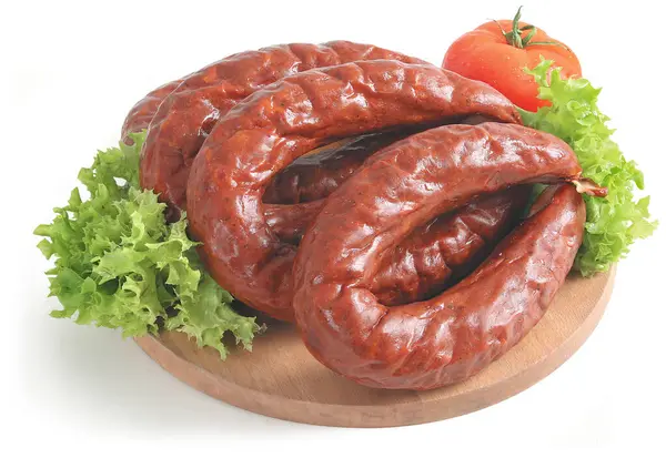 Sausage Board Isolated White Background Traditional Stock Picture