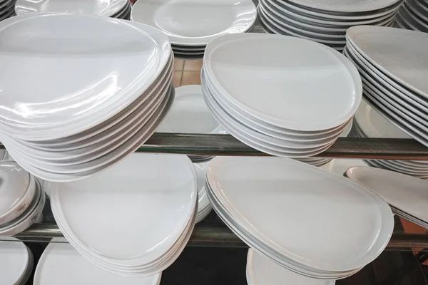 Stacked Plates Shop Restaurant — Stock Photo, Image