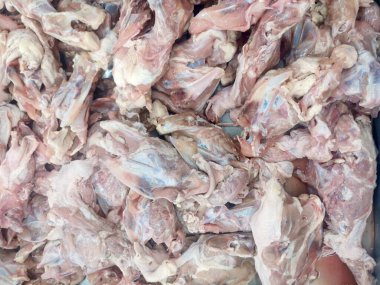 Chicken carcasses in a shop
