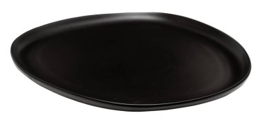 Beyaz arkaplanda izole edilmiş siyah boş tabak