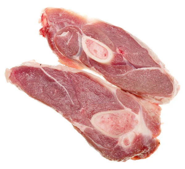 Dos Trozos Carne Aislados Sobre Fondo Blanco — Foto de Stock