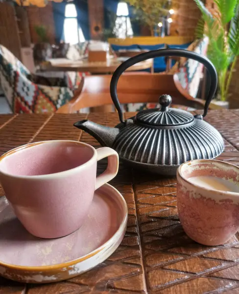 Kettle Tea Cup Table Stock Image