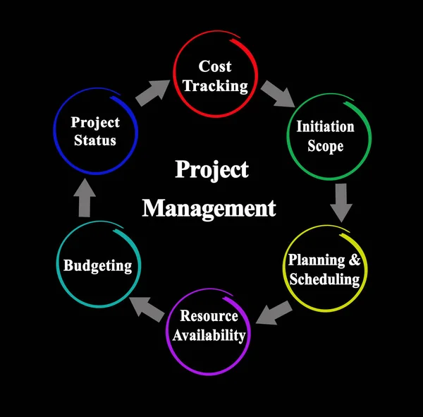Sechs Komponenten Des Projektmanagements — Stockfoto