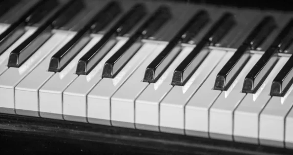 Teclas Piano Blanco Negro Cerca — Foto de Stock